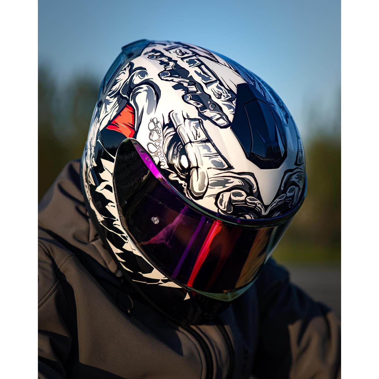 Casco de motocicleta ILM Z501 rojo con 2 viseras y ventilación