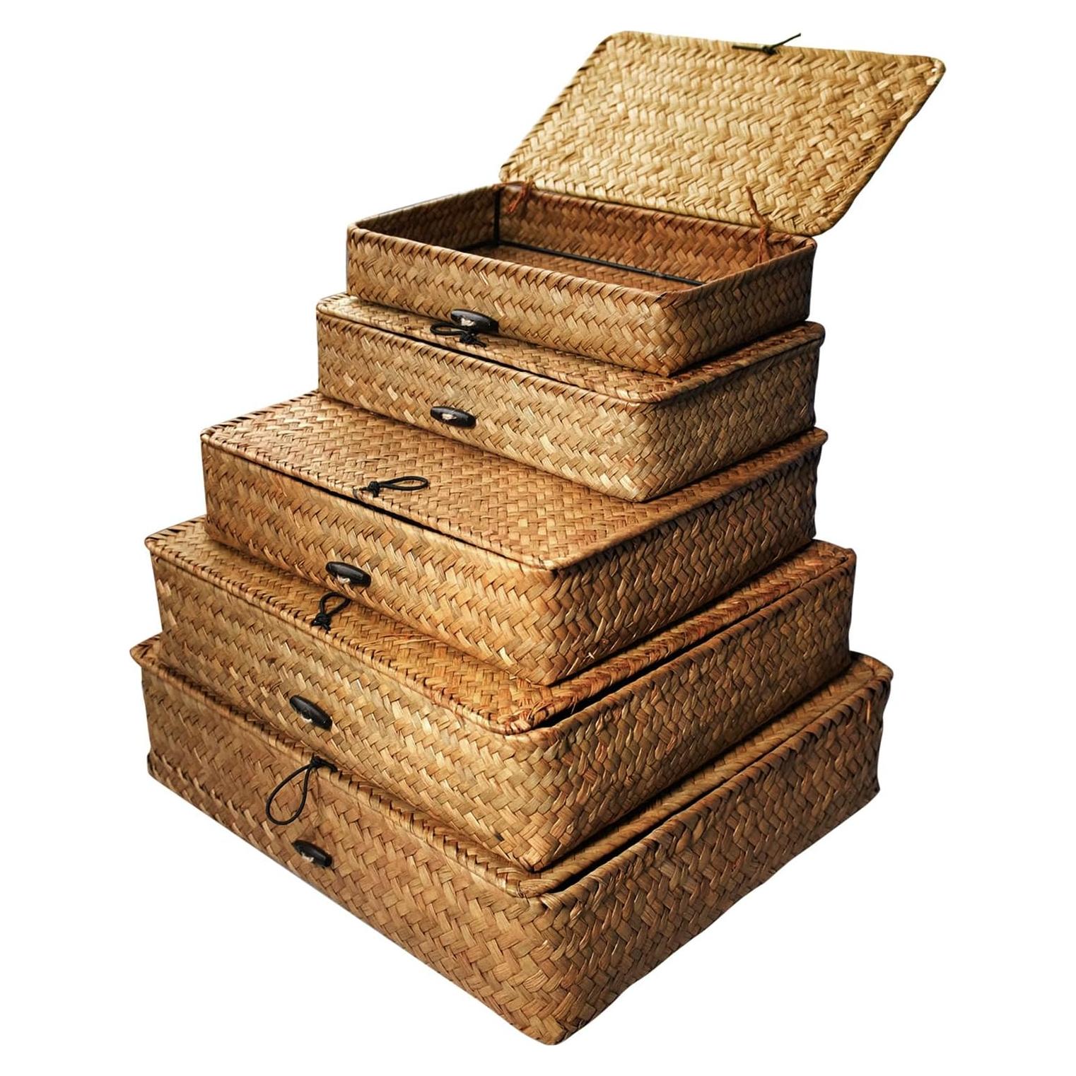 Juego de 5 Cestas de Almacenamiento SENONAPO con Tapa