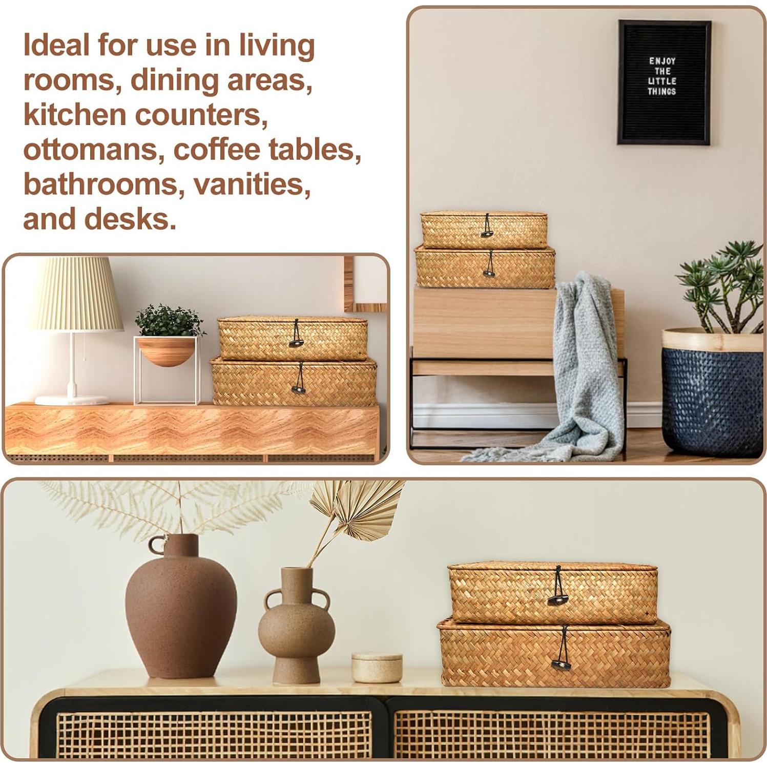 Juego de 5 Cestas de Almacenamiento SENONAPO con Tapa