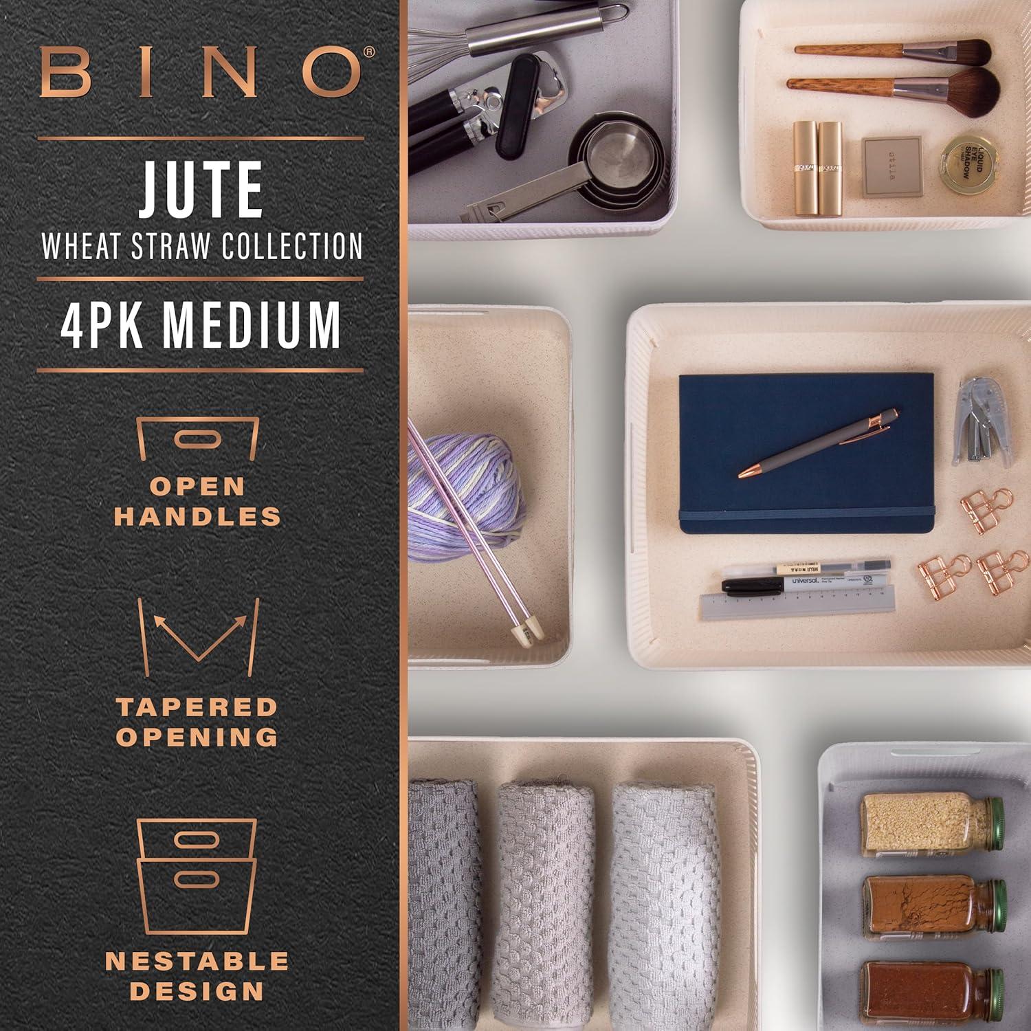 Canasta de Plástico Tejida BINO 4 Piezas Mediana Natural