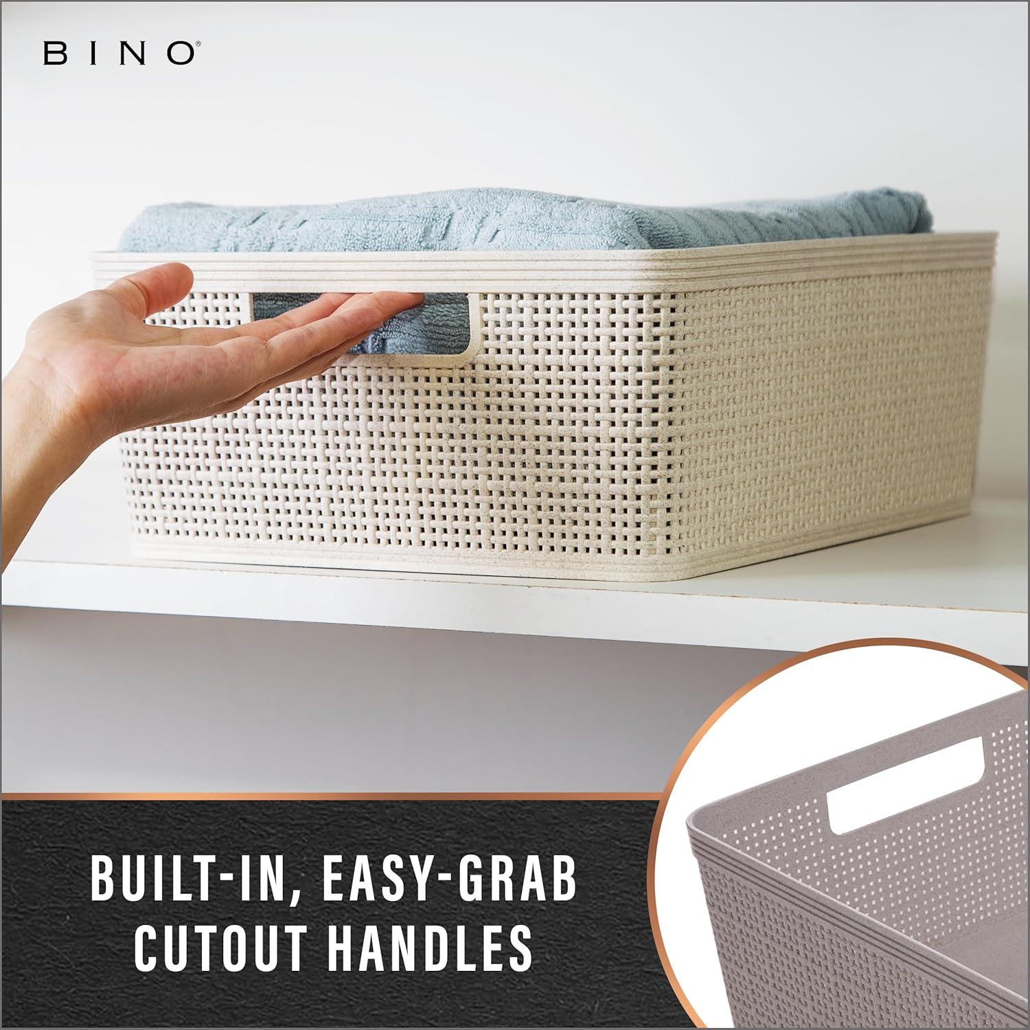 Canasta de Plástico Tejida BINO 4 Piezas Mediana Natural