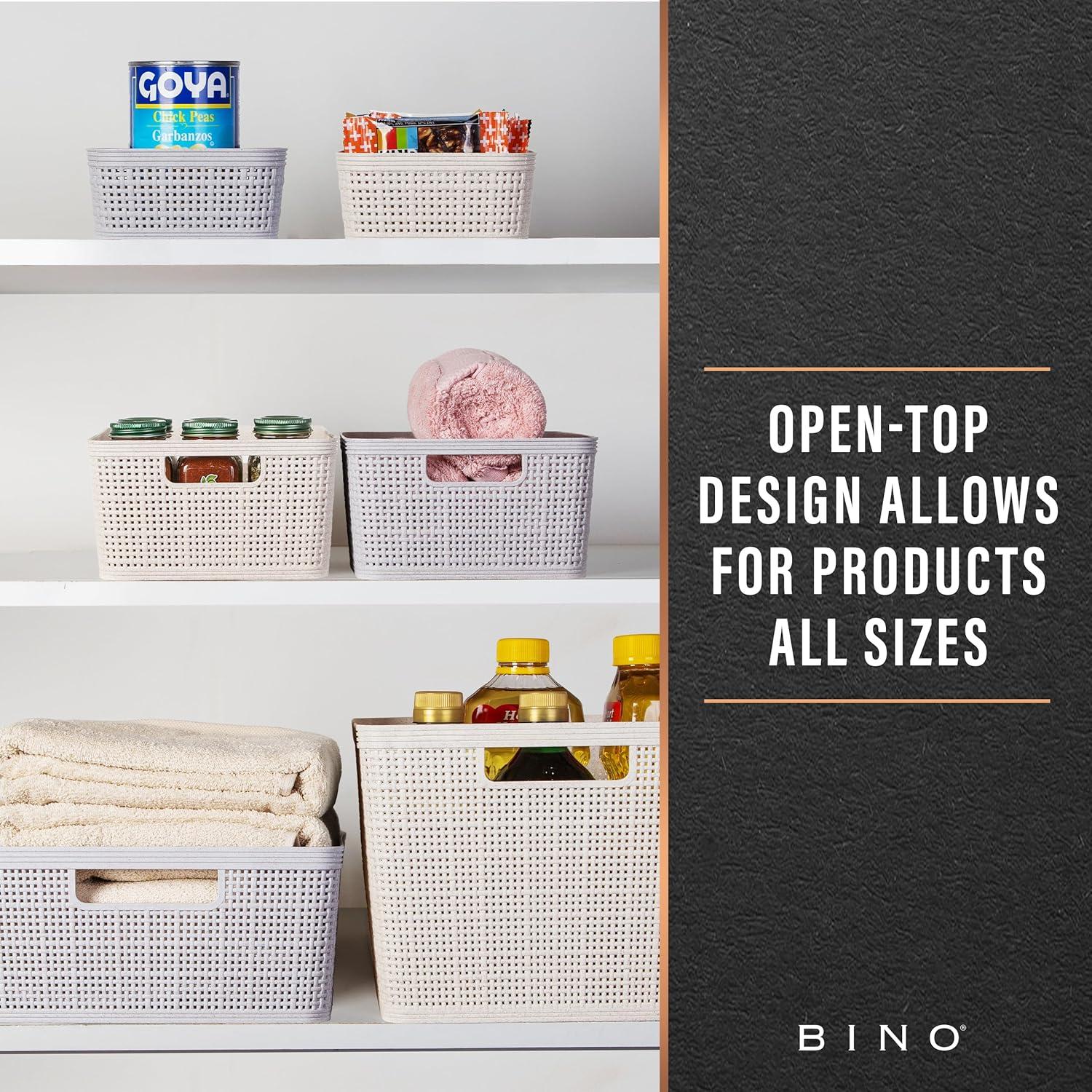 Canasta de Plástico Tejida BINO 4 Piezas Mediana Natural