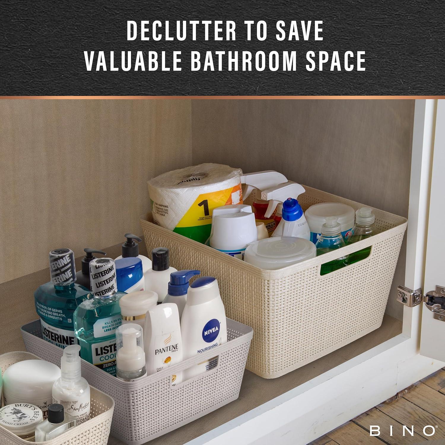 Canasta de Plástico Tejida BINO 4 Piezas Mediana Natural