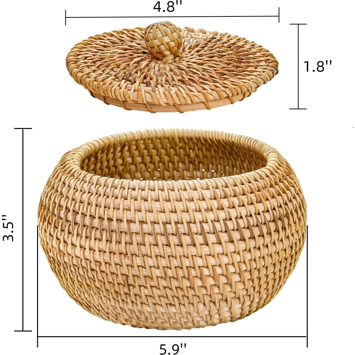 Caja de Cesta de Ratán con Tapa WRINGKIT 15.24cm Redonda