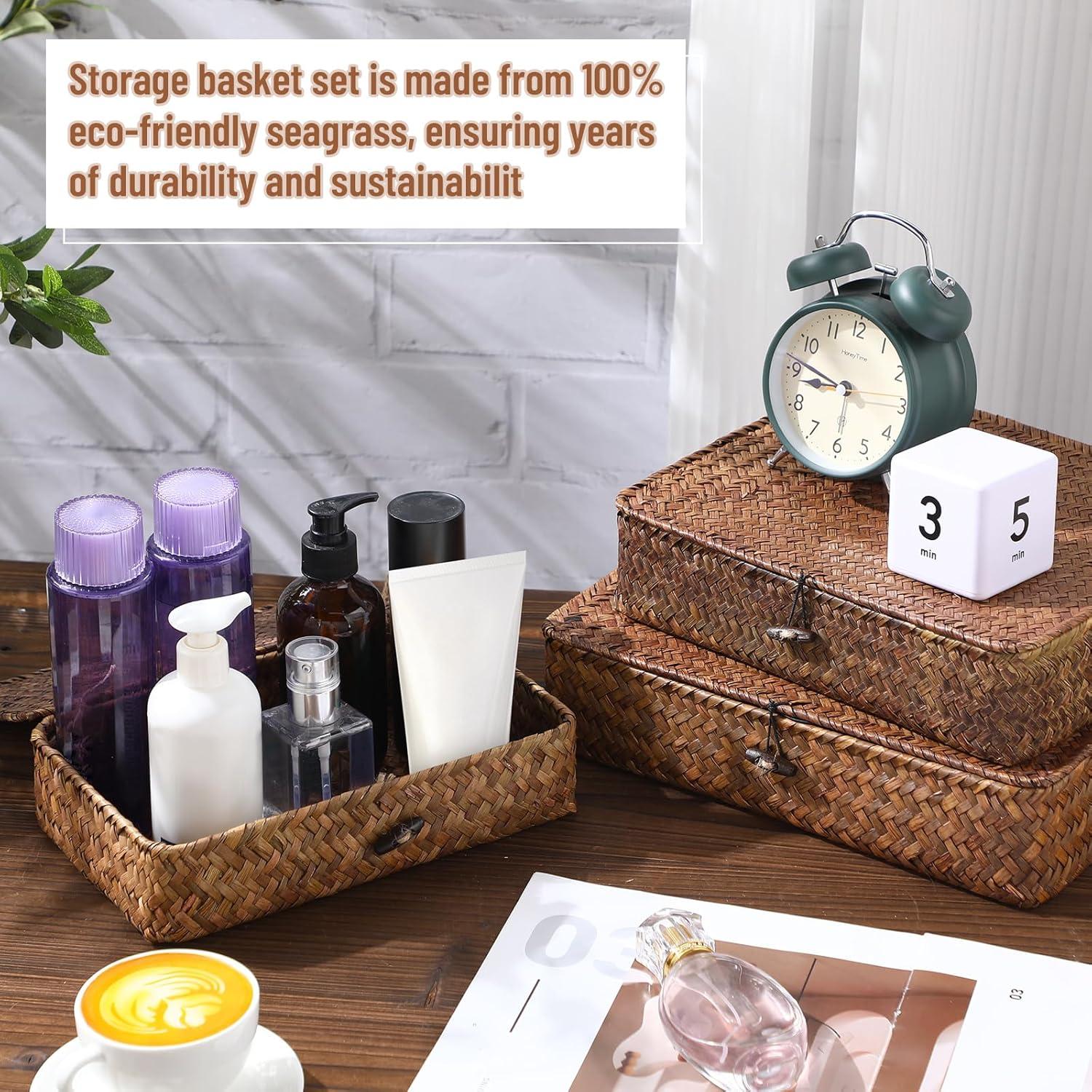 Juego de 4 Cestas de Almacenamiento Didaey de Hierba Marina