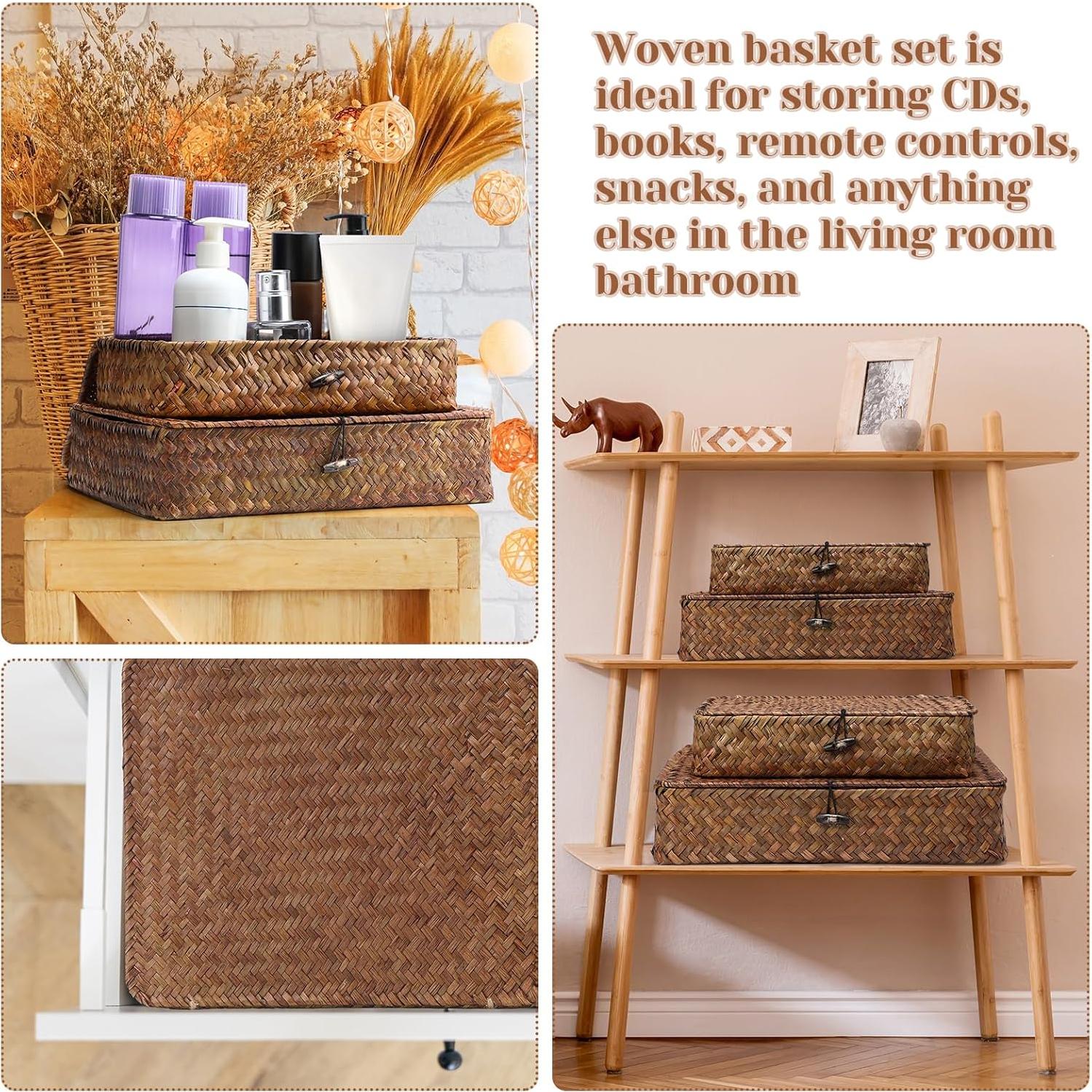 Juego de 4 Cestas de Almacenamiento Didaey de Hierba Marina