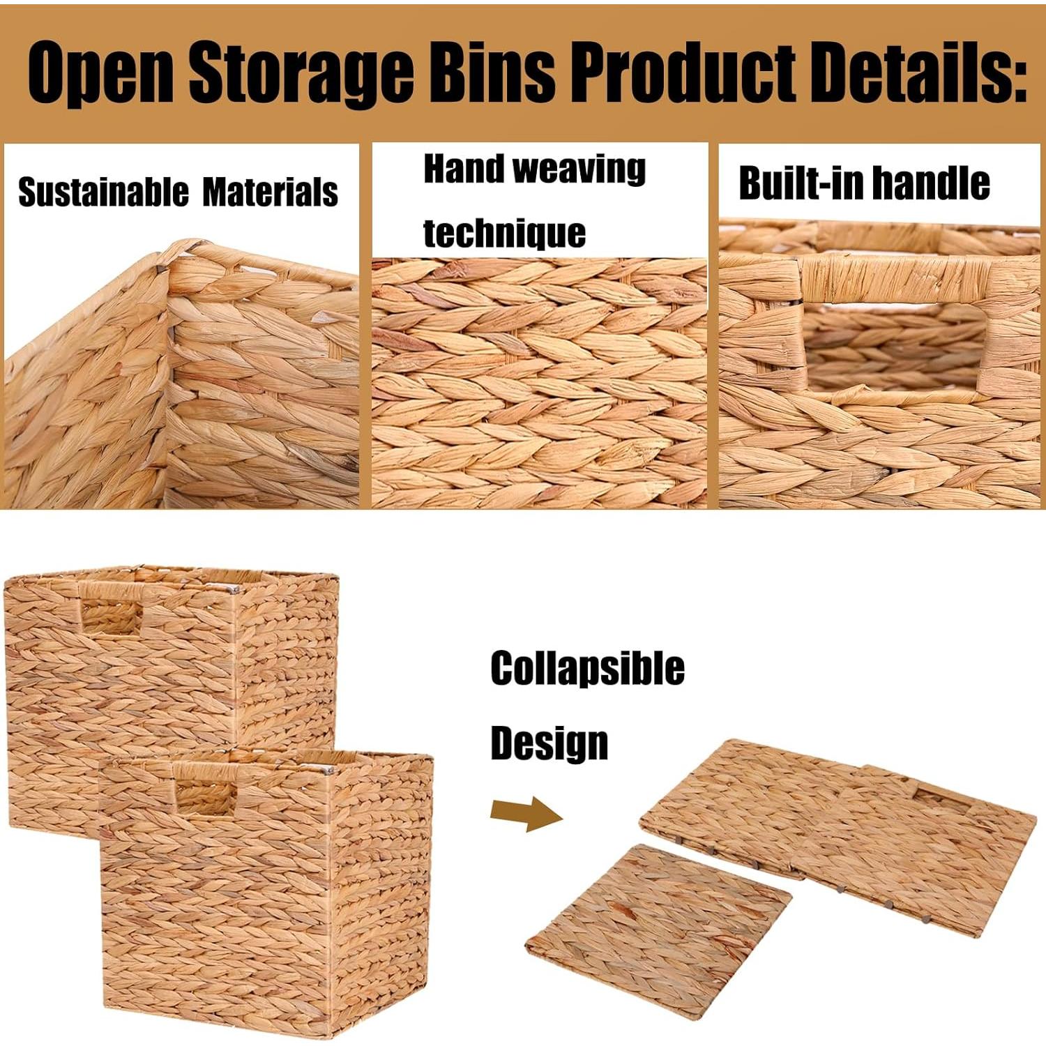 Cesta de Almacenamiento Plegable CXQCMUYE 30.48 cm Mimbre