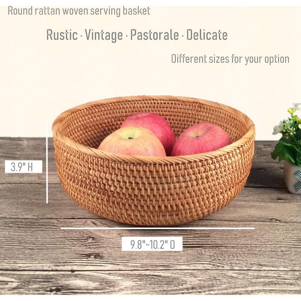 Canasta Redonda de Ratan Amololo 24.9 cm para Frutas y Alimentos