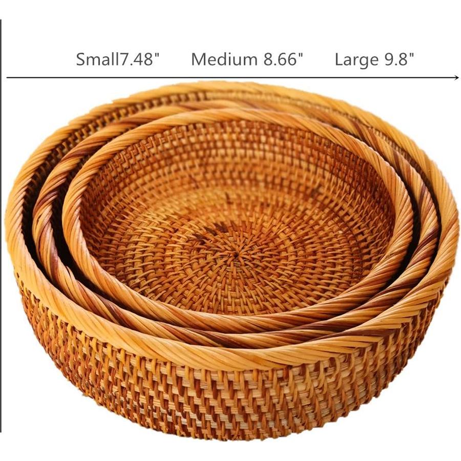 Canasta Redonda de Ratan Amololo 24.9 cm para Frutas y Alimentos