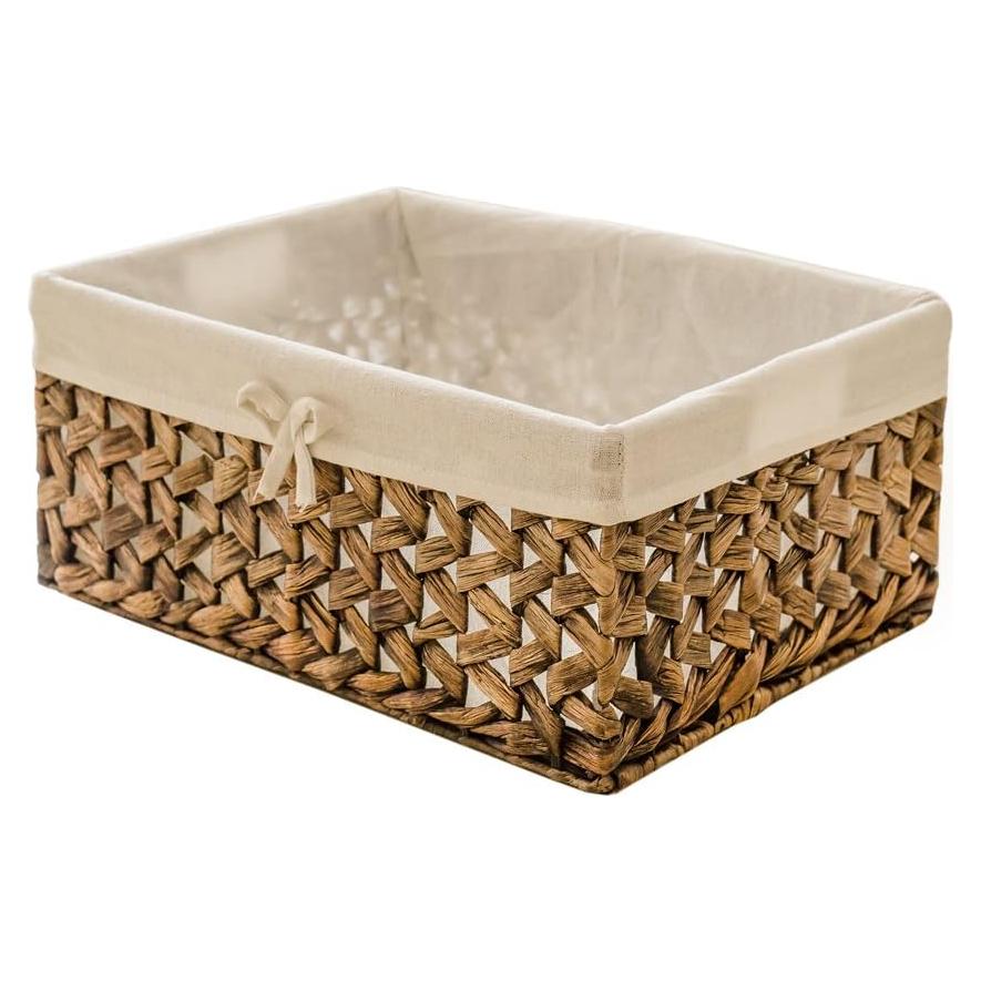 Cesta de Almacenamiento Rectangular KINGWILLOW de Juncos de Agua Grande