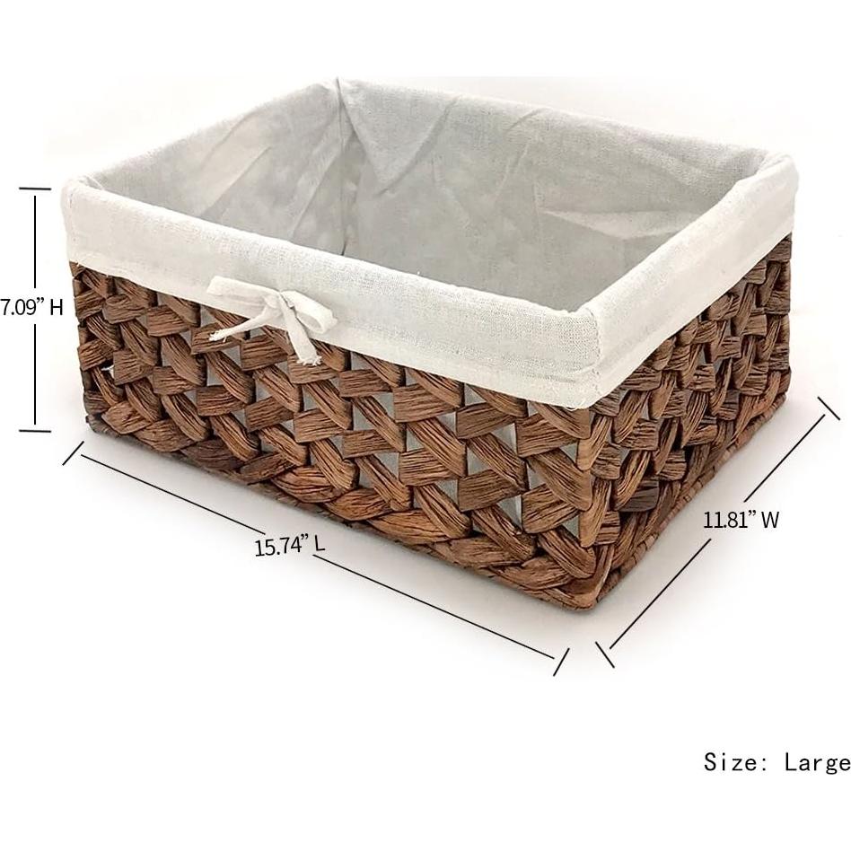 Cesta de Almacenamiento Rectangular KINGWILLOW de Juncos de Agua Grande