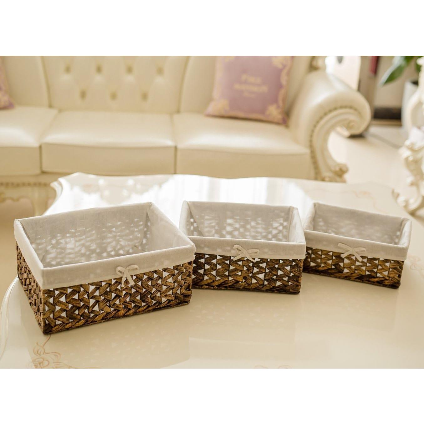 Cesta de Almacenamiento Rectangular KINGWILLOW de Juncos de Agua Grande