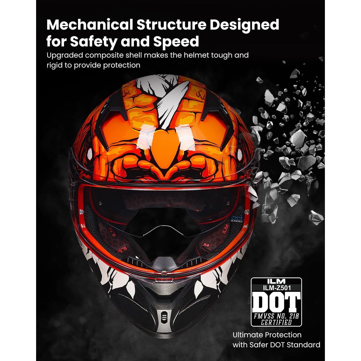 Casco de motocicleta ILM Z501 Rojo Lagarto Pequeño