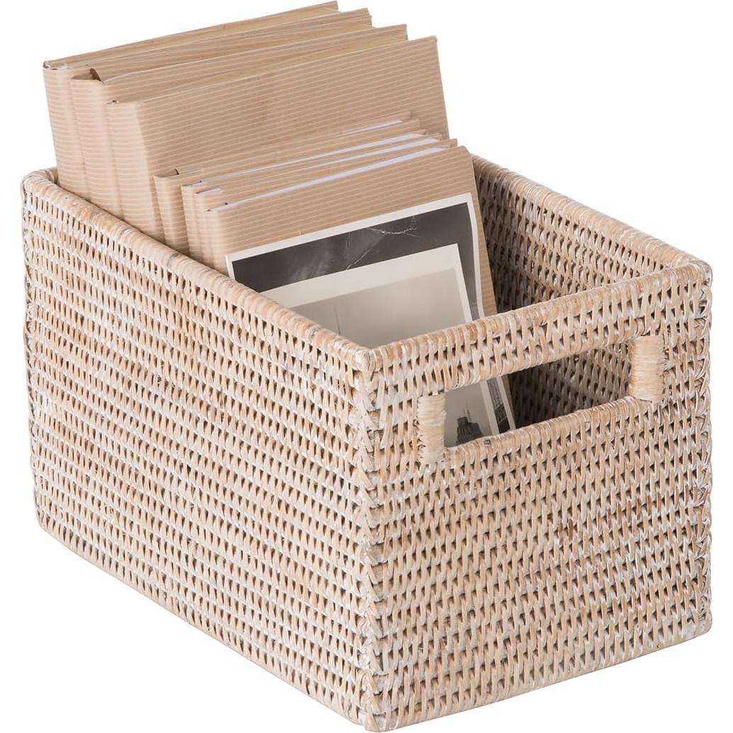 Cesta de Almacenamiento KOUBOO La Jolla de Ratan Blanco 25.4cm