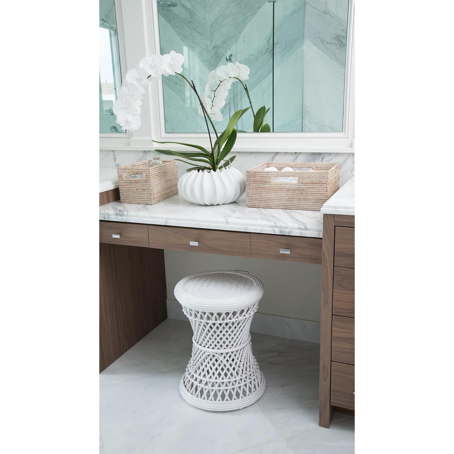 Cesta de Almacenamiento KOUBOO La Jolla de Ratan Blanco 25.4cm