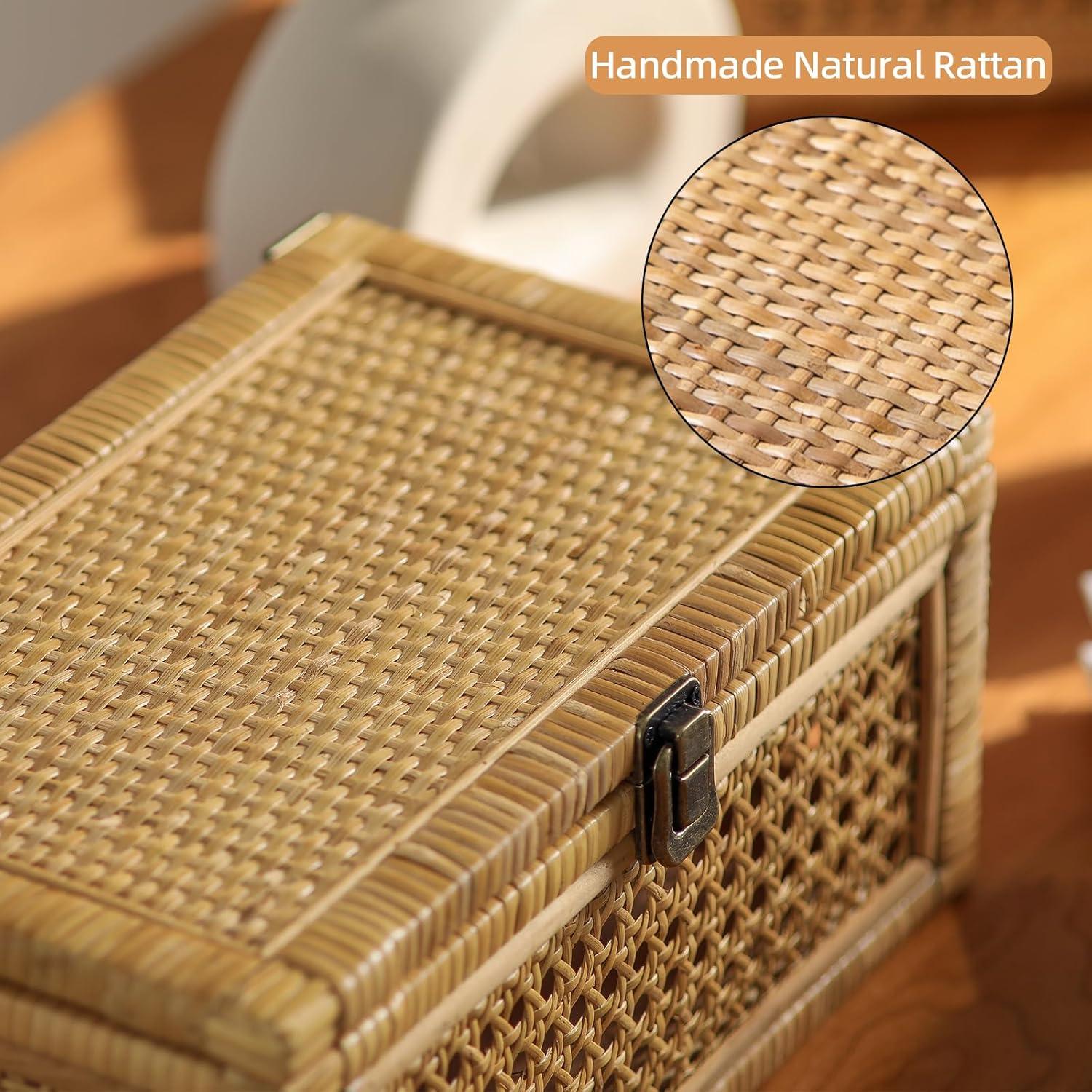 Juego de 2 Cajas Decorativas de Ratán HuiDao Rectangulares