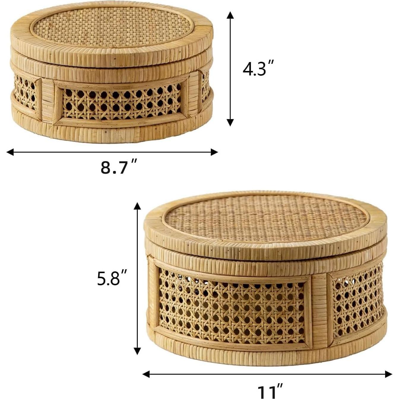 Juego de 2 Cajas Decorativas Boho HuiDao de Ratán