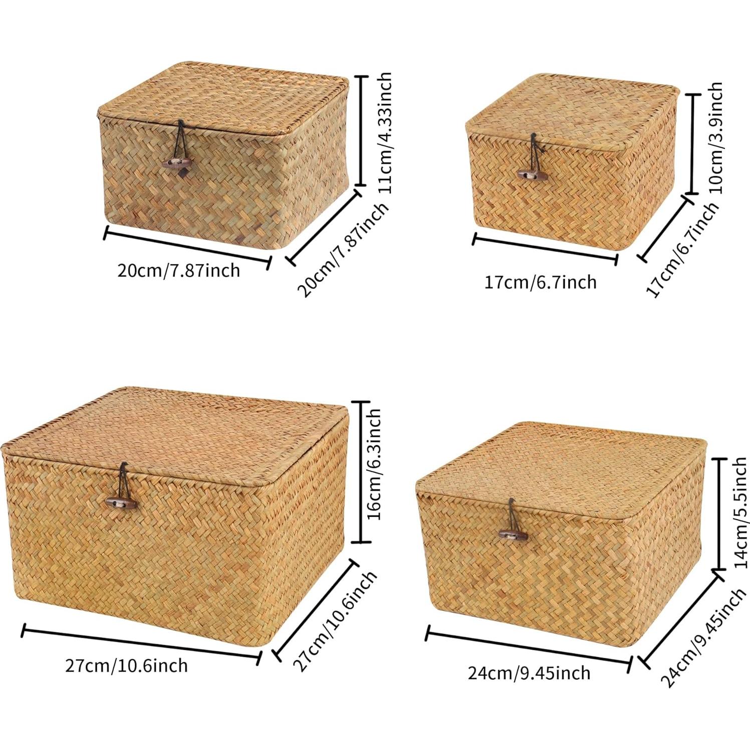 Cestas de Almacenamiento Moosky de Mimbre Natural - Juego de 4