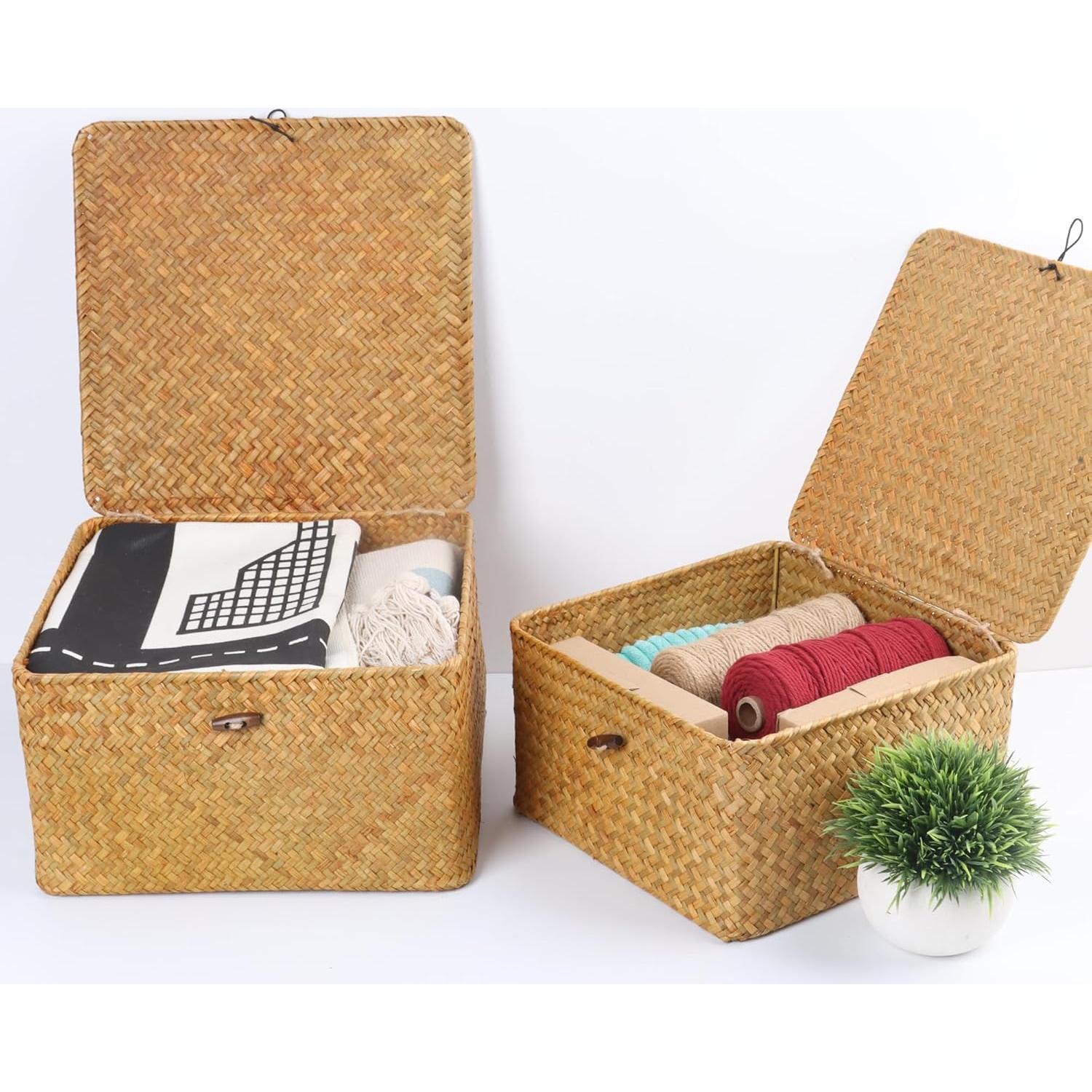 Cestas de Almacenamiento Moosky de Mimbre Natural - Juego de 4