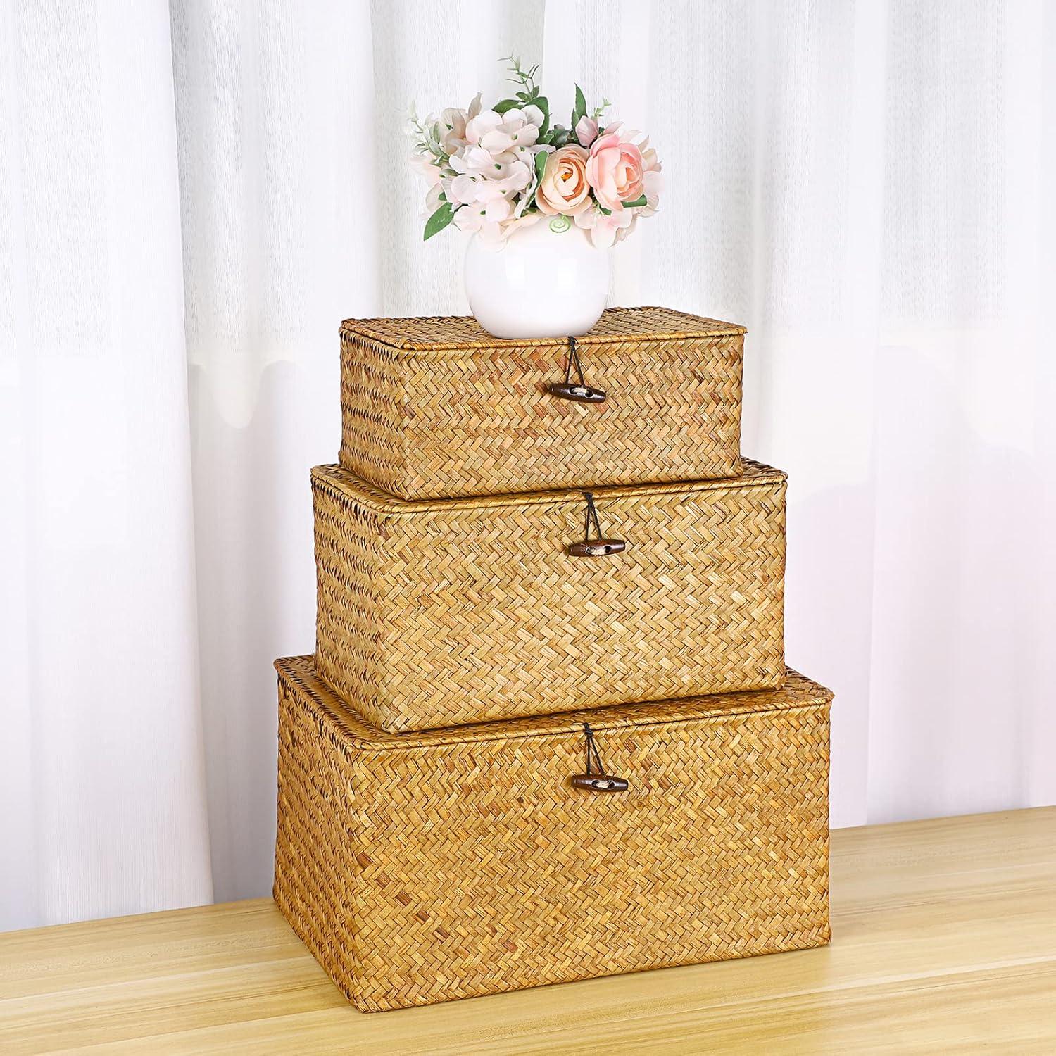 Conjunto de 3 Cestas de Almacenamiento Hipiwe - Mimbre Natural