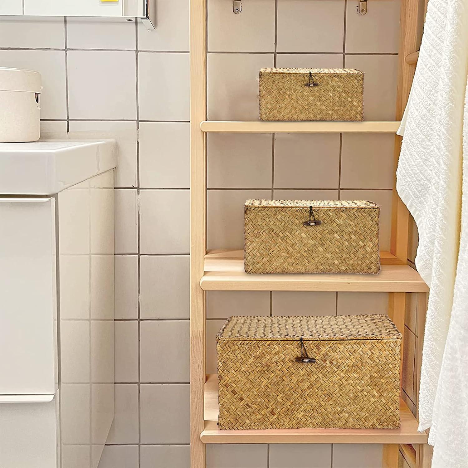 Conjunto de 3 Cestas de Almacenamiento Hipiwe - Mimbre Natural