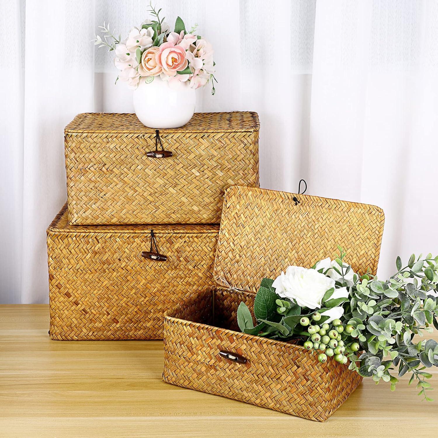 Conjunto de 3 Cestas de Almacenamiento Hipiwe - Mimbre Natural