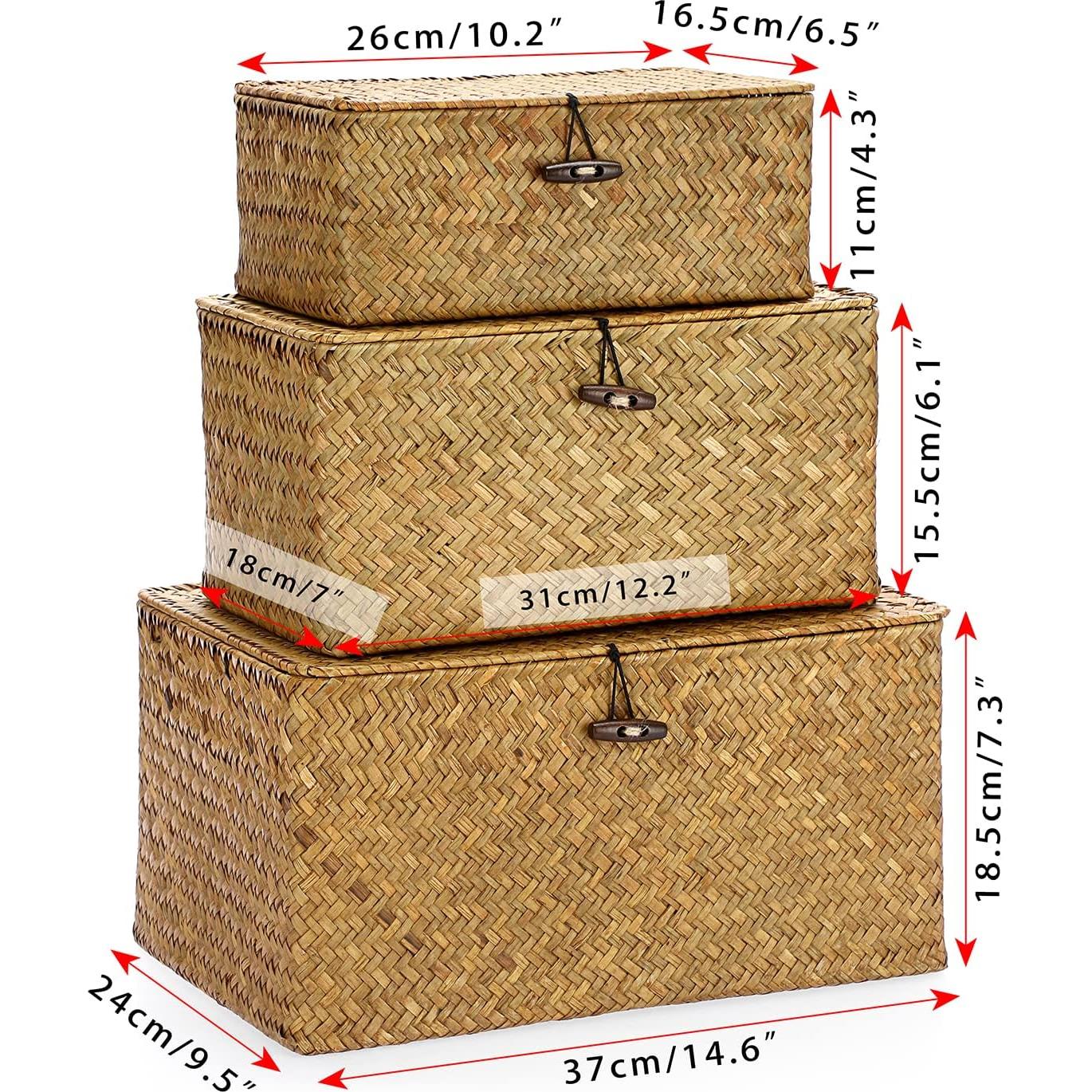 Conjunto de 3 Cestas de Almacenamiento Hipiwe - Mimbre Natural