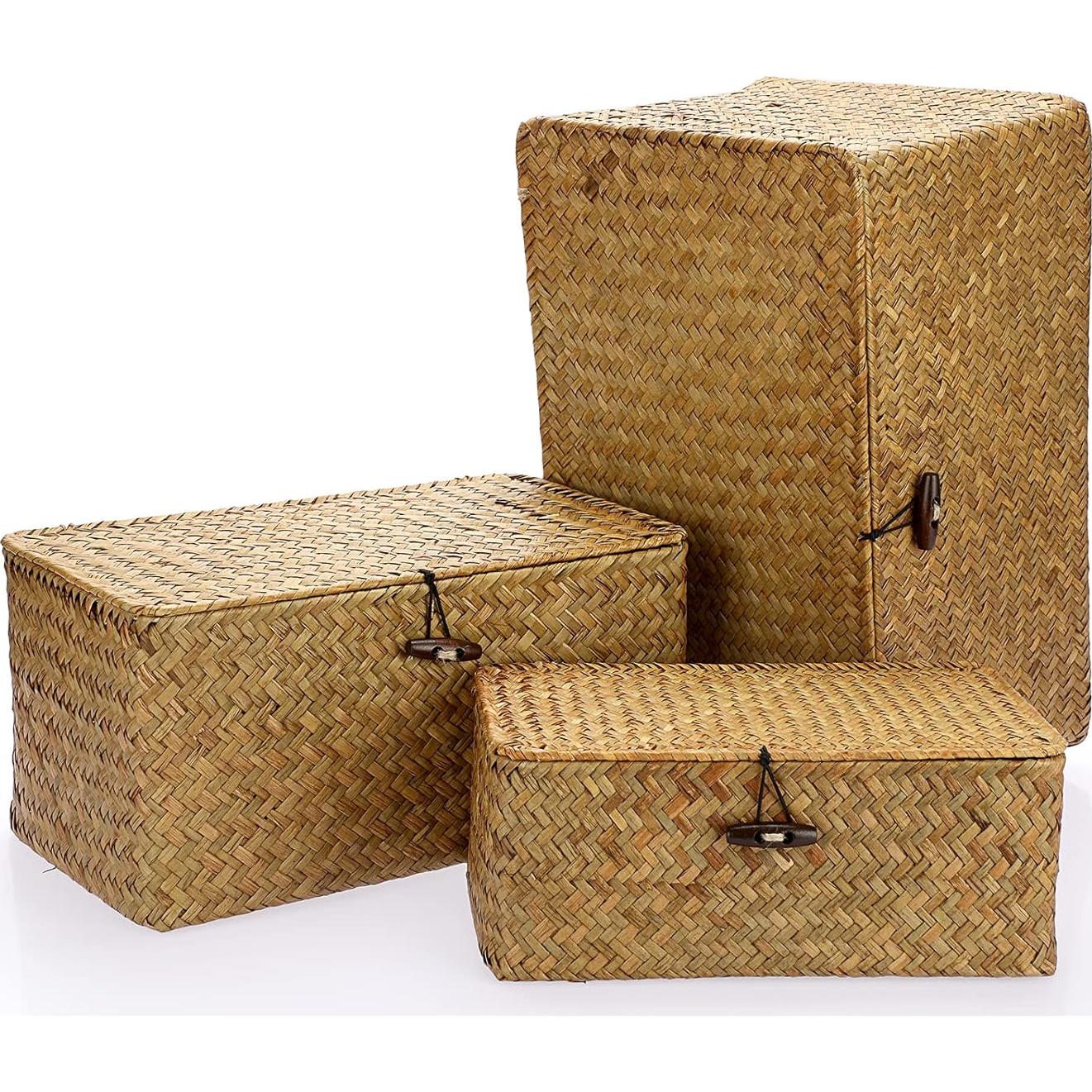 Conjunto de 3 Cestas de Almacenamiento Hipiwe - Mimbre Natural