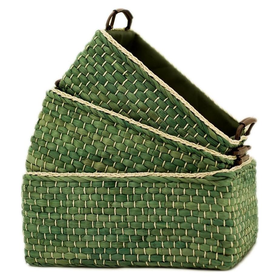 Conjunto de 3 Cestas de Almacenamiento KINGWILLOW Verde