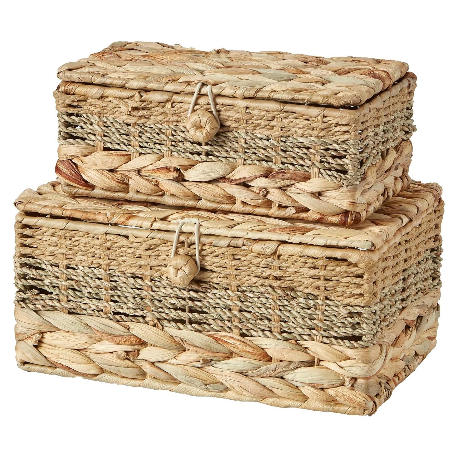 Conjunto 2 Cestas de Almacenamiento Mimbre VinneGenzz Natural