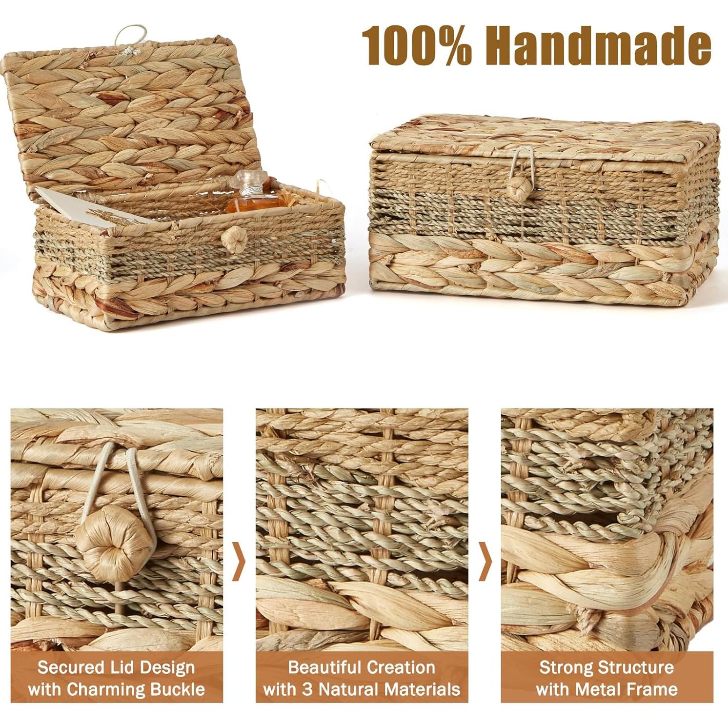 Conjunto 2 Cestas de Almacenamiento Mimbre VinneGenzz Natural