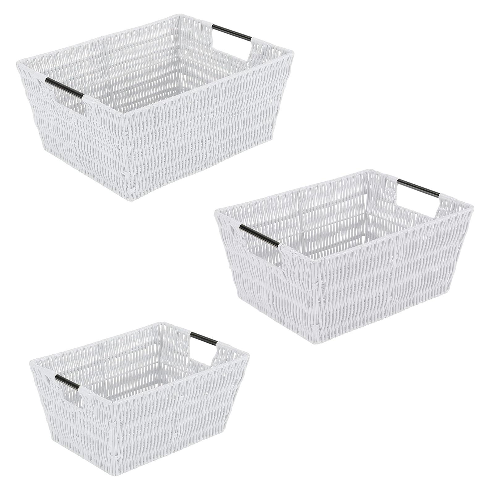 Conjunto de 3 Cestas de Ratan Simplify | Almacenamiento Blanco