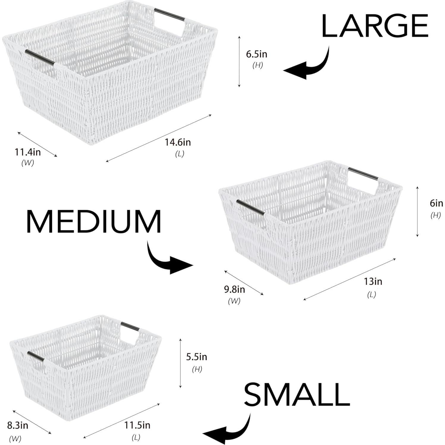 Conjunto de 3 Cestas de Ratan Simplify | Almacenamiento Blanco