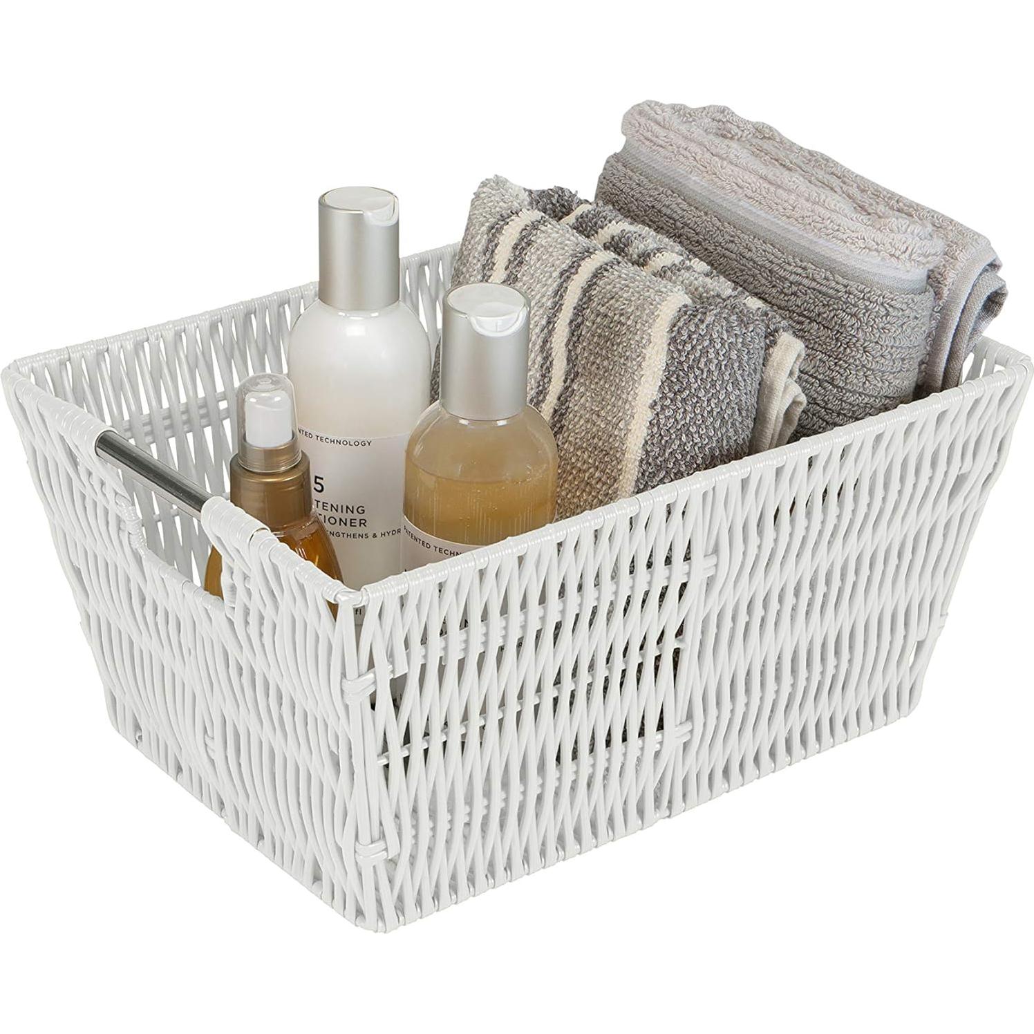 Conjunto de 3 Cestas de Ratan Simplify | Almacenamiento Blanco