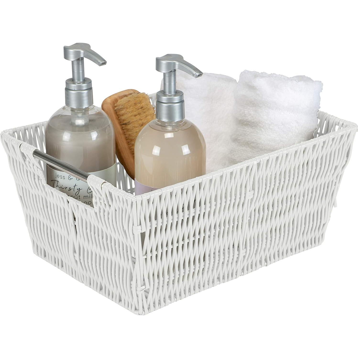 Conjunto de 3 Cestas de Ratan Simplify | Almacenamiento Blanco