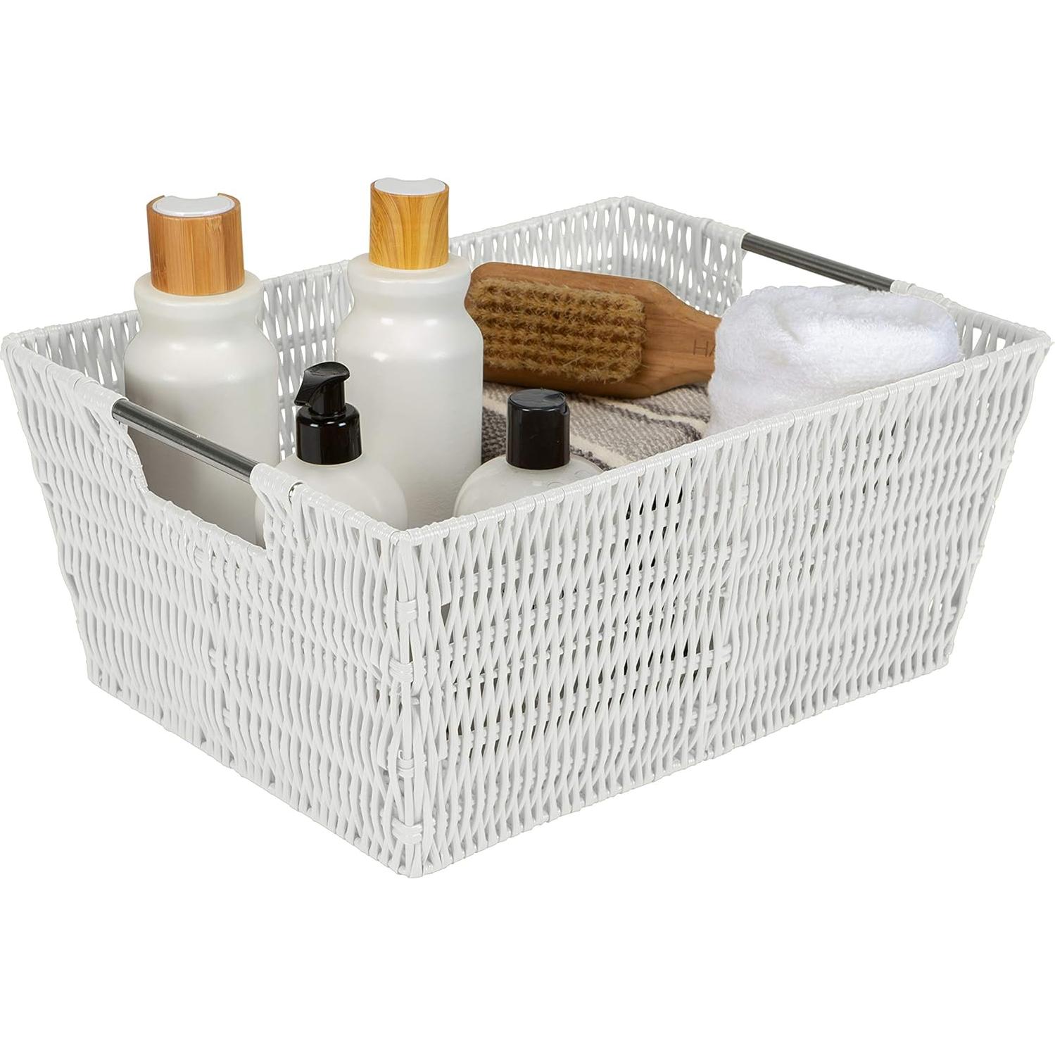 Conjunto de 3 Cestas de Ratan Simplify | Almacenamiento Blanco