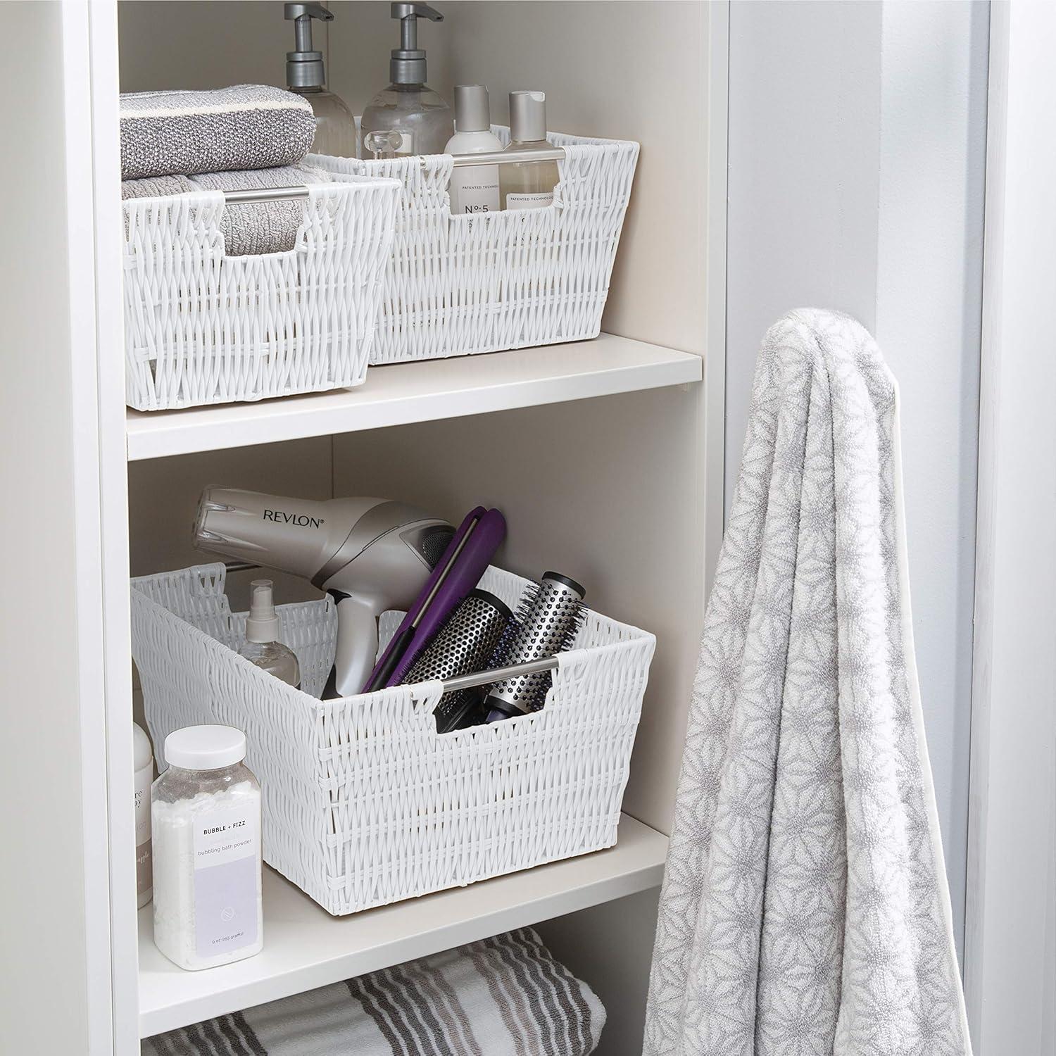 Conjunto de 3 Cestas de Ratan Simplify | Almacenamiento Blanco