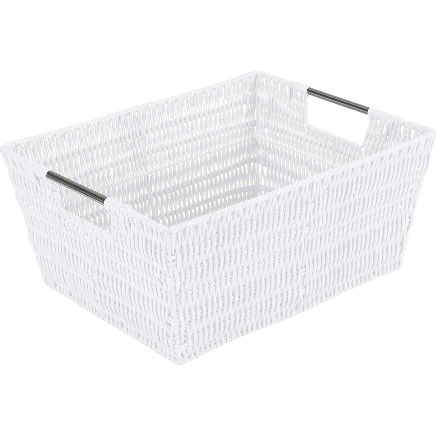 Conjunto de 3 Cestas de Ratan Simplify | Almacenamiento Blanco