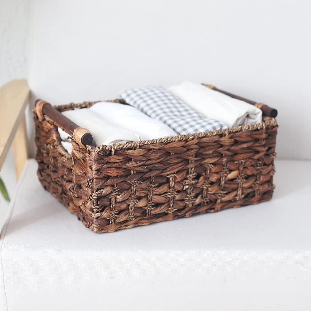 Cesta de Almacenamiento HODAKJUE Rectangular Grande Tejida a Mano