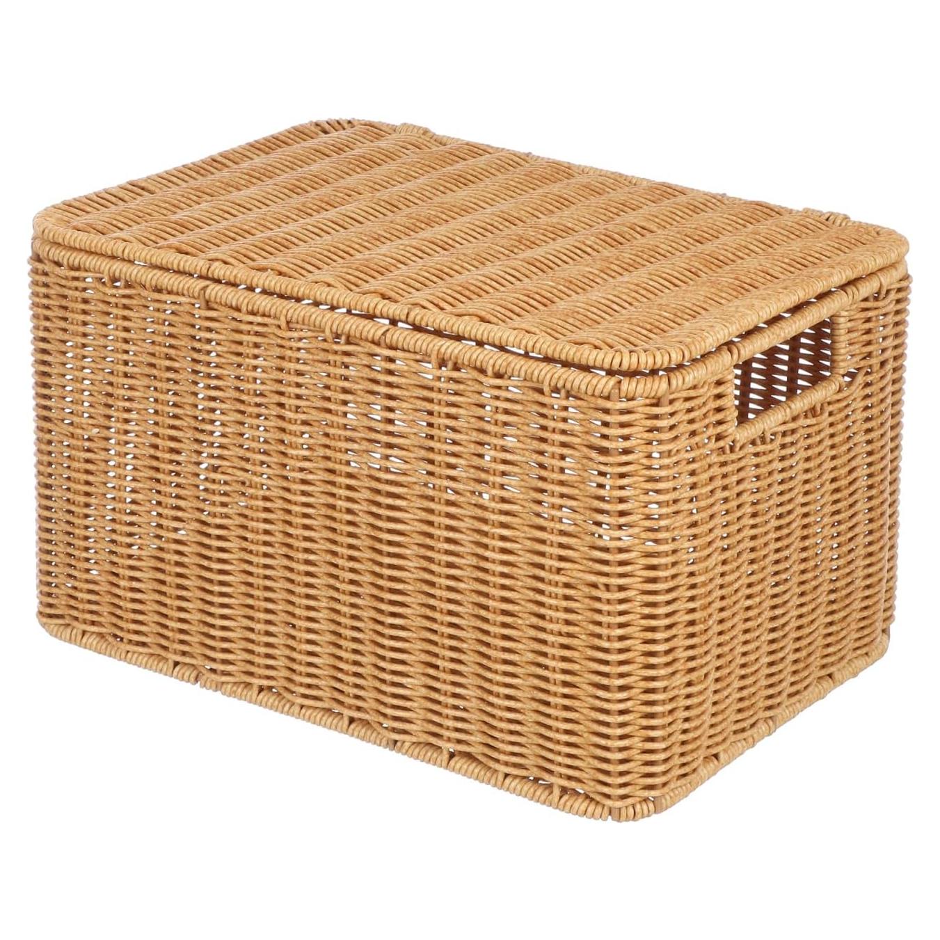 Cesta de Almacenamiento Tejida Alipis con Tapa 32x23x20cm