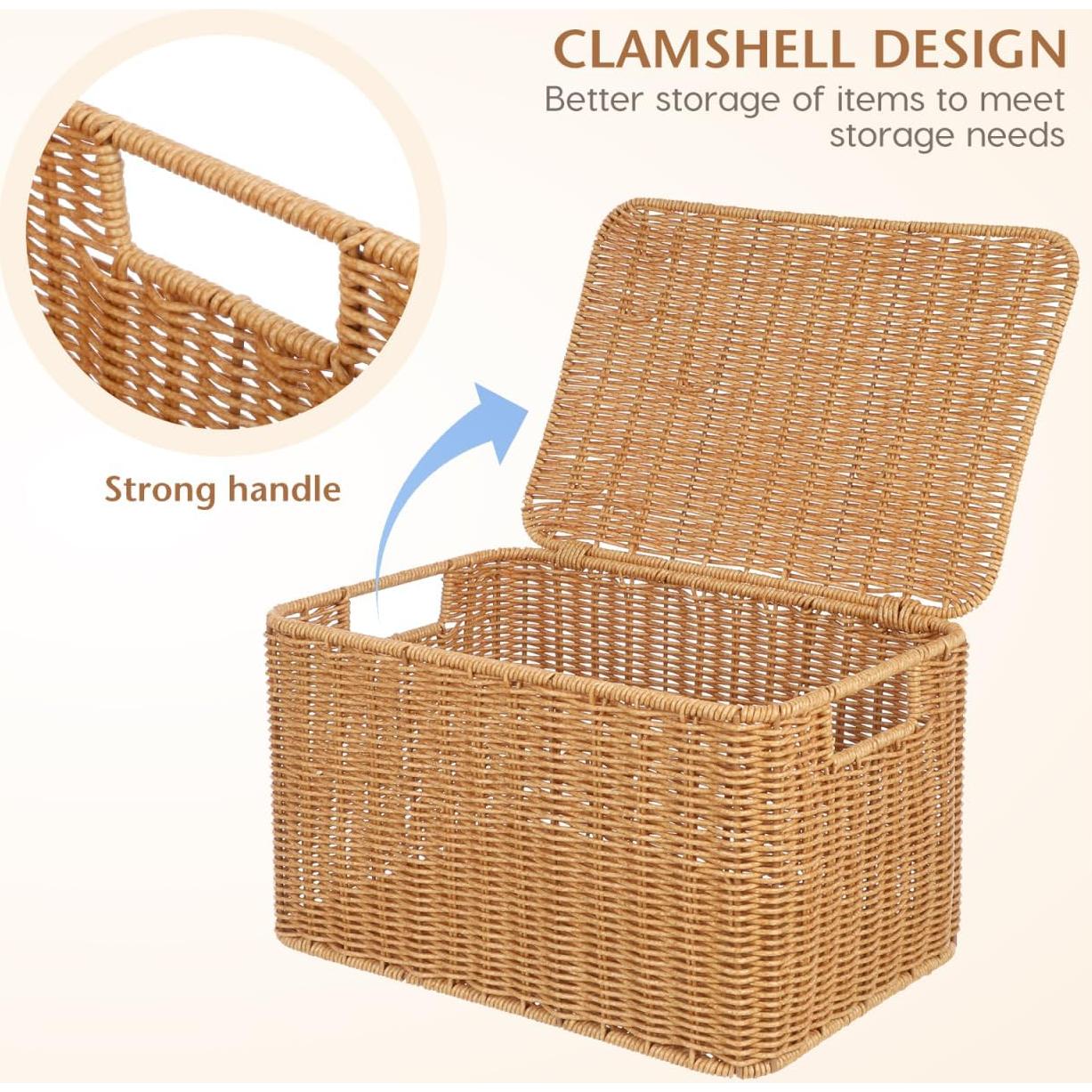 Cesta de Almacenamiento Tejida Alipis con Tapa 32x23x20cm