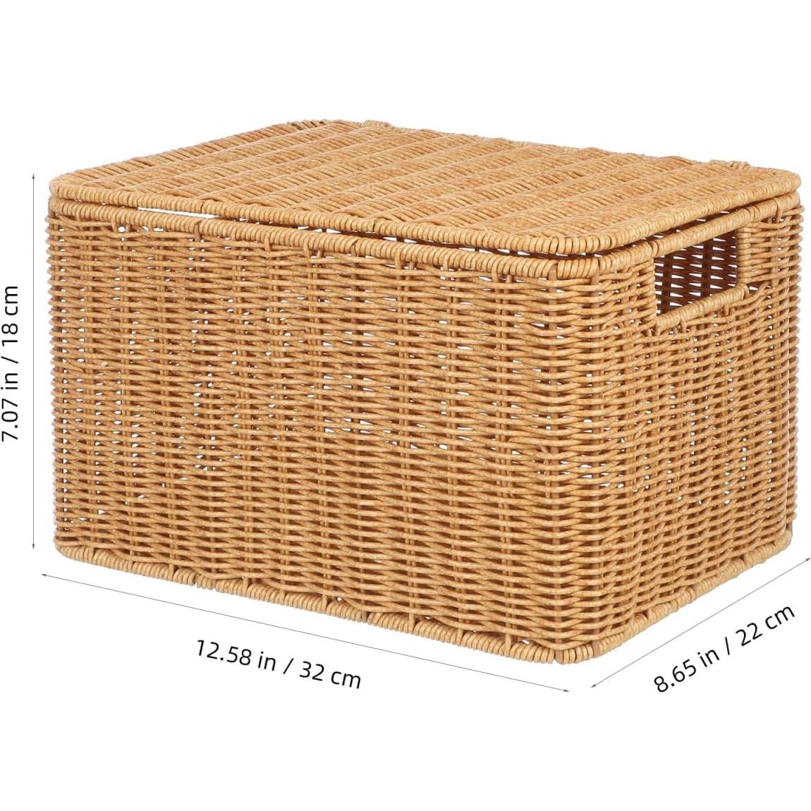 Cesta de Almacenamiento Tejida Alipis con Tapa 32x23x20cm