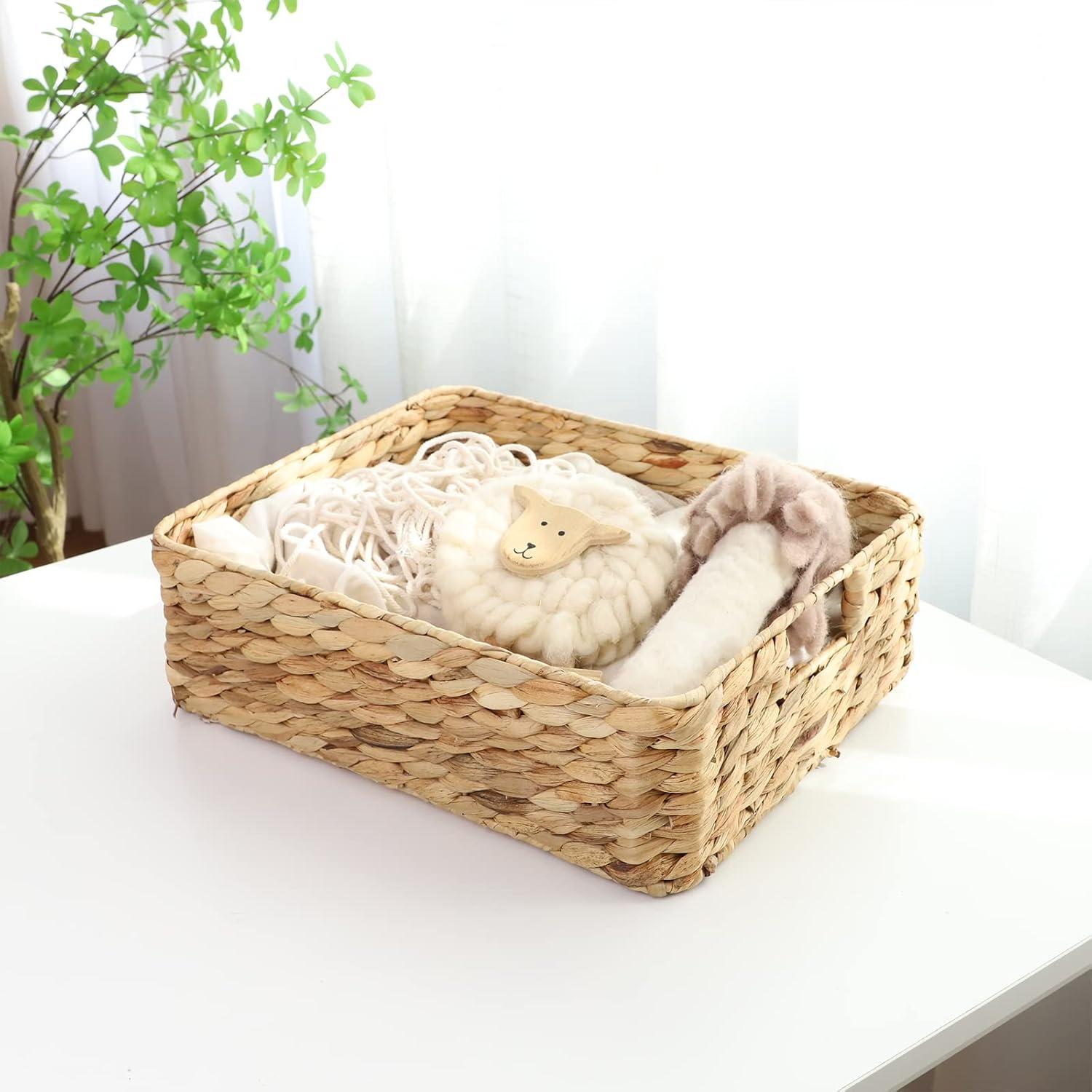 Cesta de Almacenamiento YAHUAN de Jacinto de Agua 39x30x12 cm