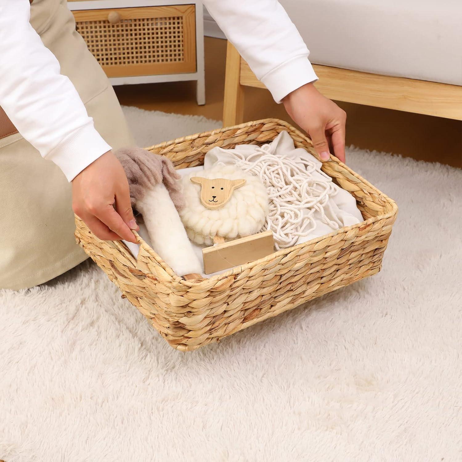 Cesta de Almacenamiento YAHUAN de Jacinto de Agua 39x30x12 cm