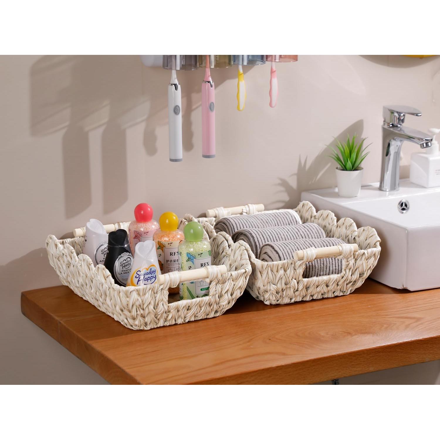 Cestas de Mimbre Tejidas a Mano Coeusy - 2 Piezas 39x28x12 cm