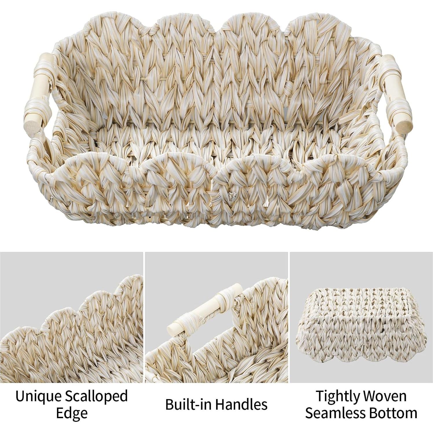 Cestas de Mimbre Tejidas a Mano Coeusy - 2 Piezas 39x28x12 cm