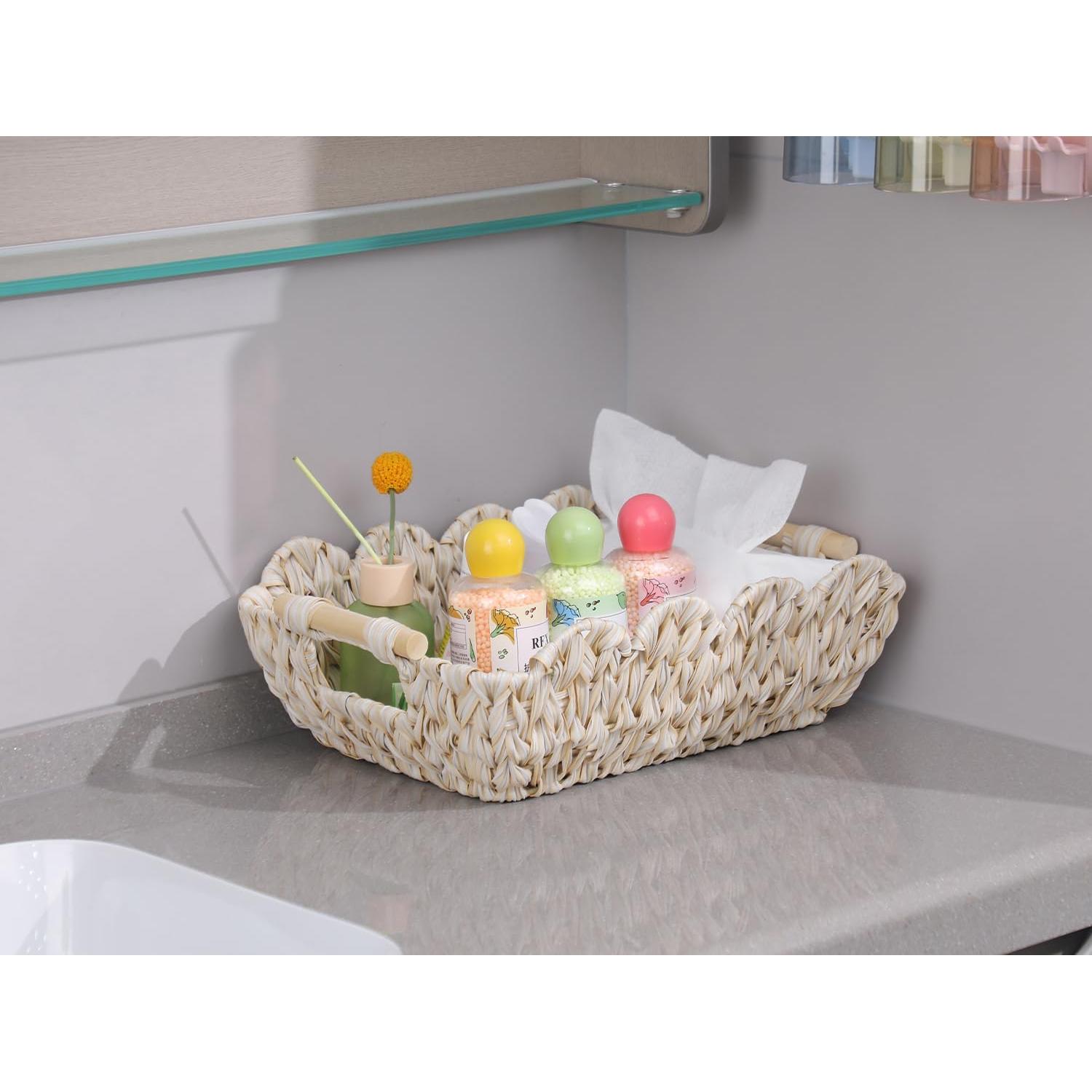 Cestas de Mimbre Tejidas a Mano Coeusy - 2 Piezas 39x28x12 cm