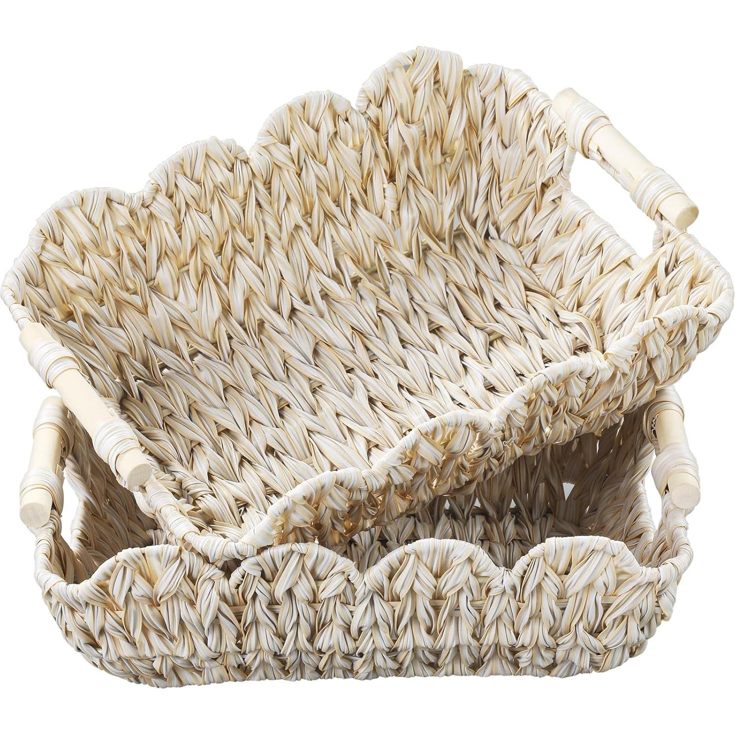 Cestas de Mimbre Tejidas a Mano Coeusy - 2 Piezas 39x28x12 cm