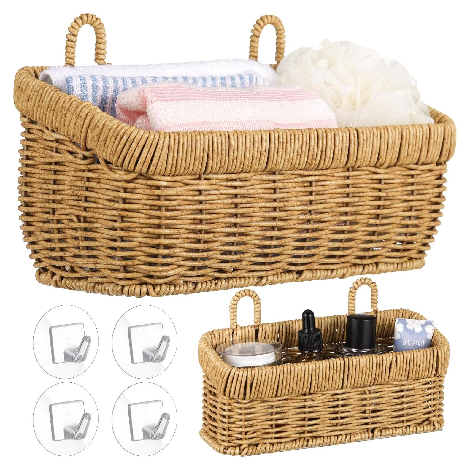 Cestas Colgantes Tioncy 2 Pcs Tejidas Plástico Imitación Ratan