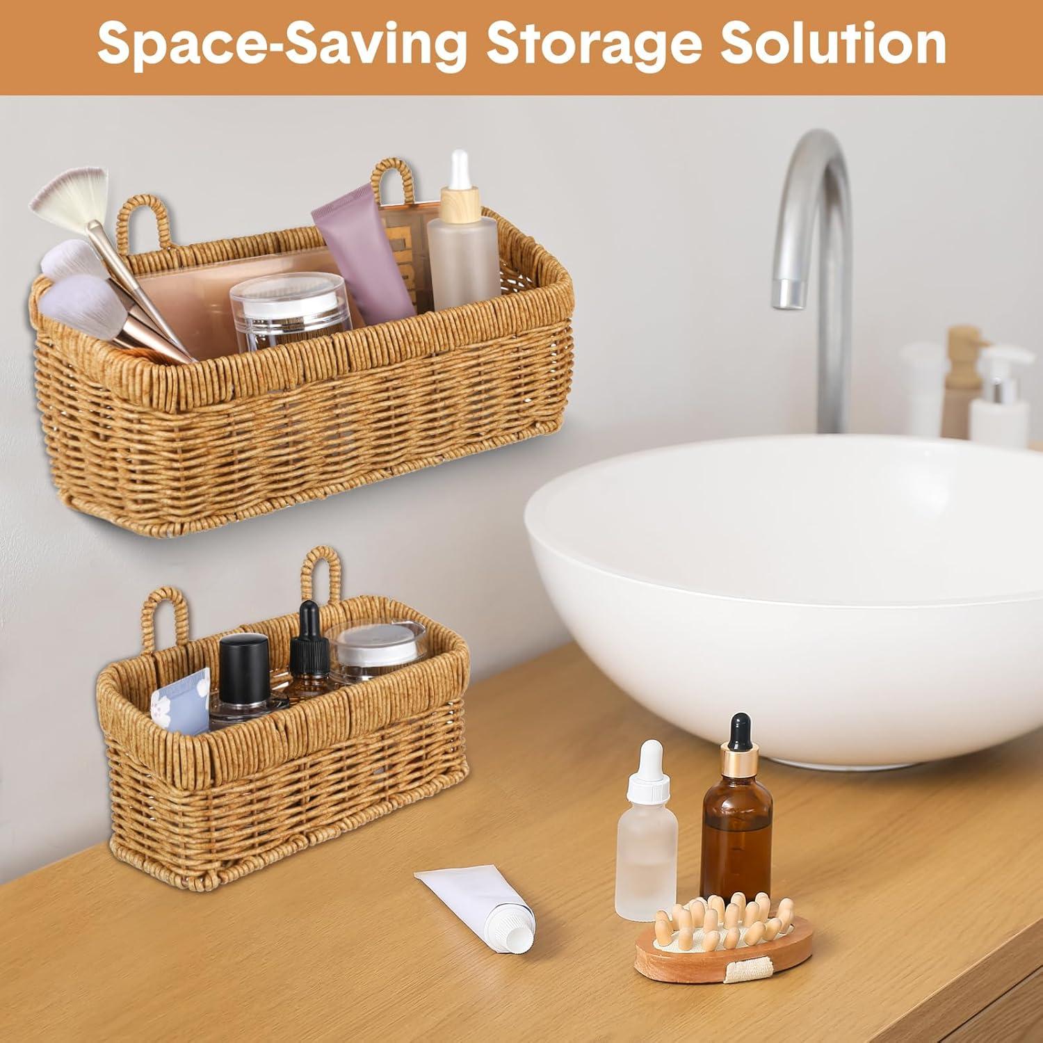 Cestas Colgantes Tioncy 2 Pcs Tejidas Plástico Imitación Ratan